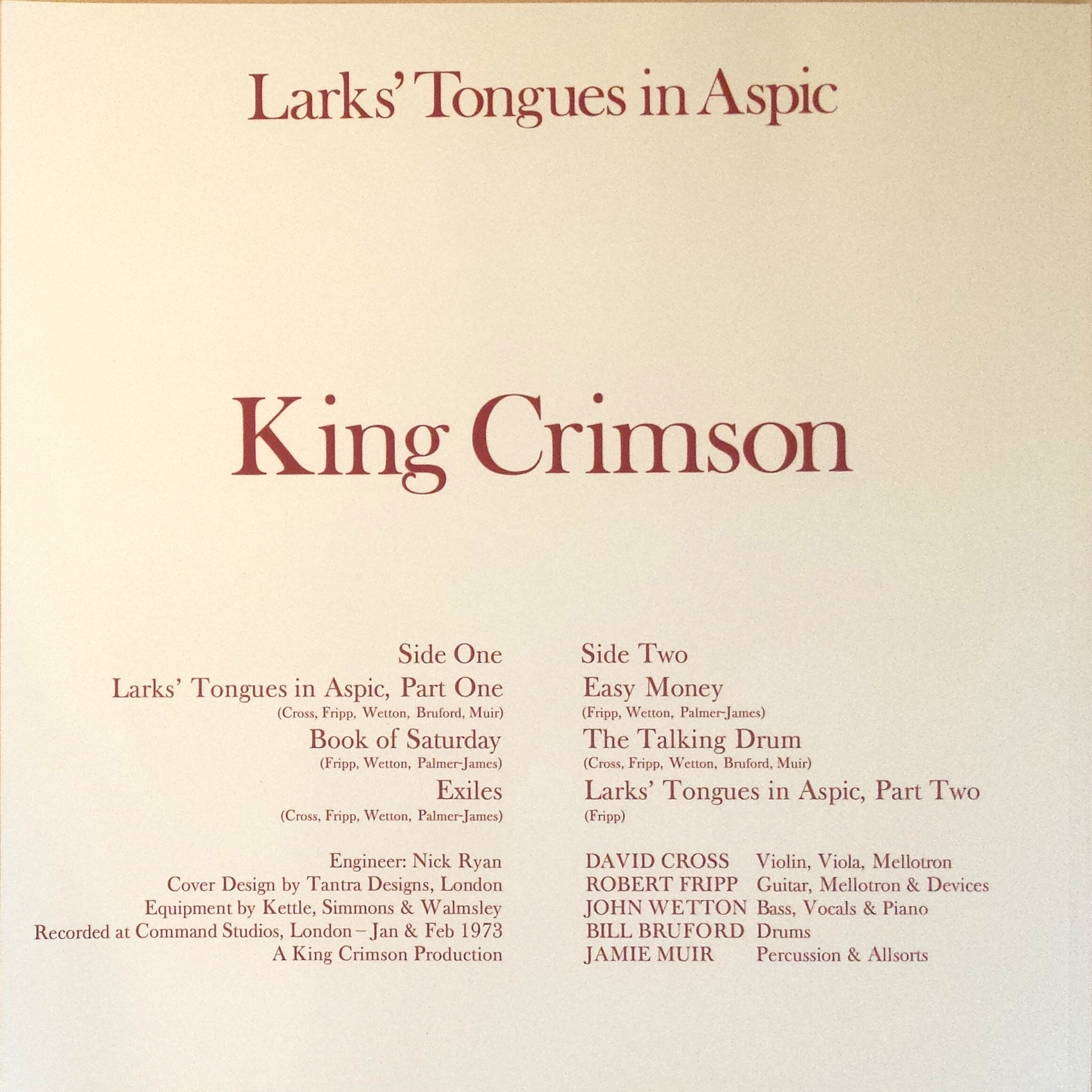 King Crimson (킹 크림슨) - Larks' Tongues In Aspic : The Complete Recordings