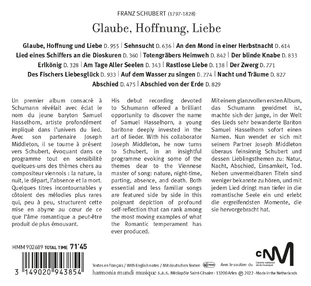 Samuel Hasselhorn 슈베르트: 믿음, 소망, 사랑 - 사무엘 하셀호른 (Schubert: Claube, Hoffnung, Liebe)