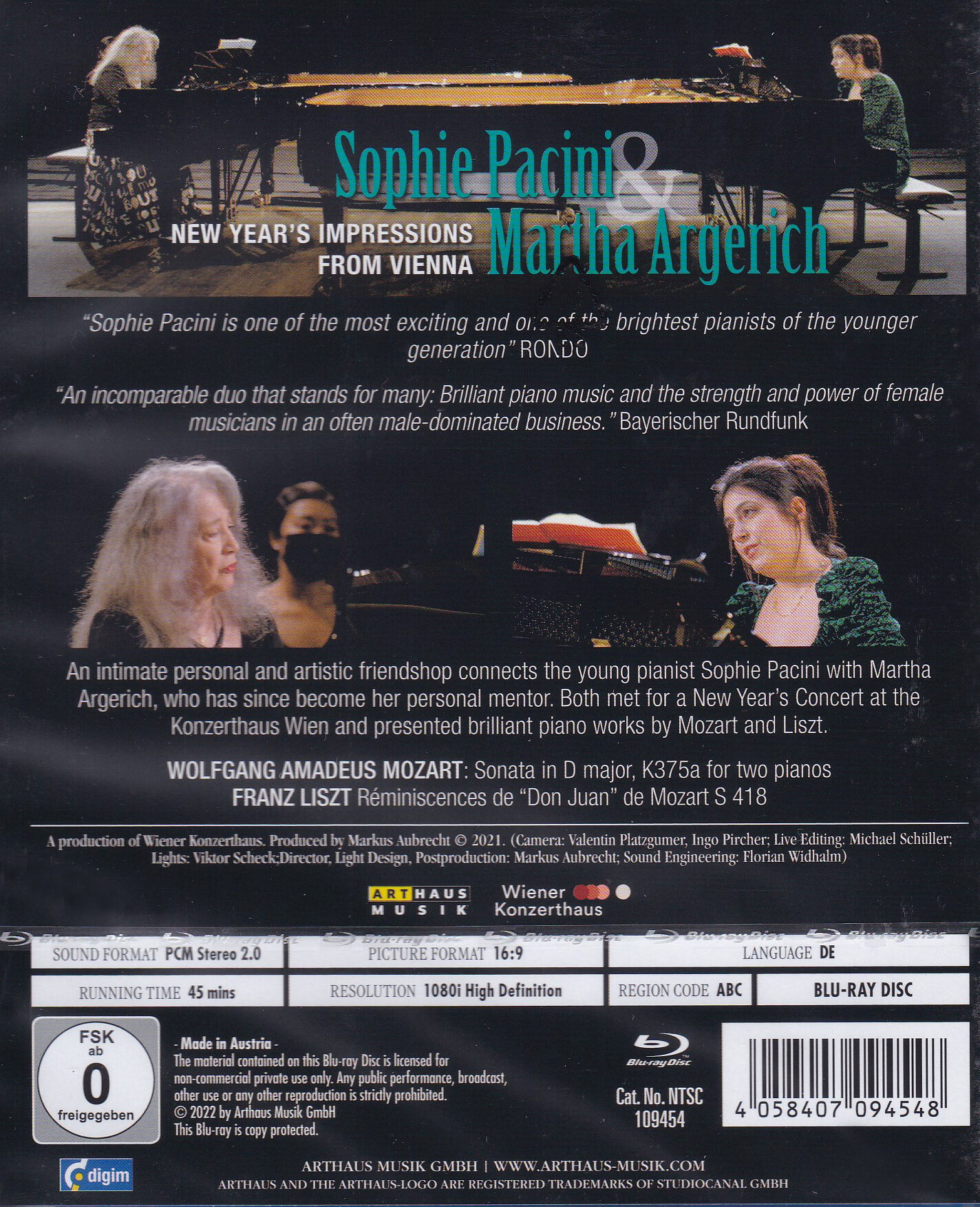 Martha Argerich / Sophie Pacini 모차르트: 소나타 K448 / 리스트: 돈 주안의 회상 S.418 (New Year's Impressions From Vienna) 