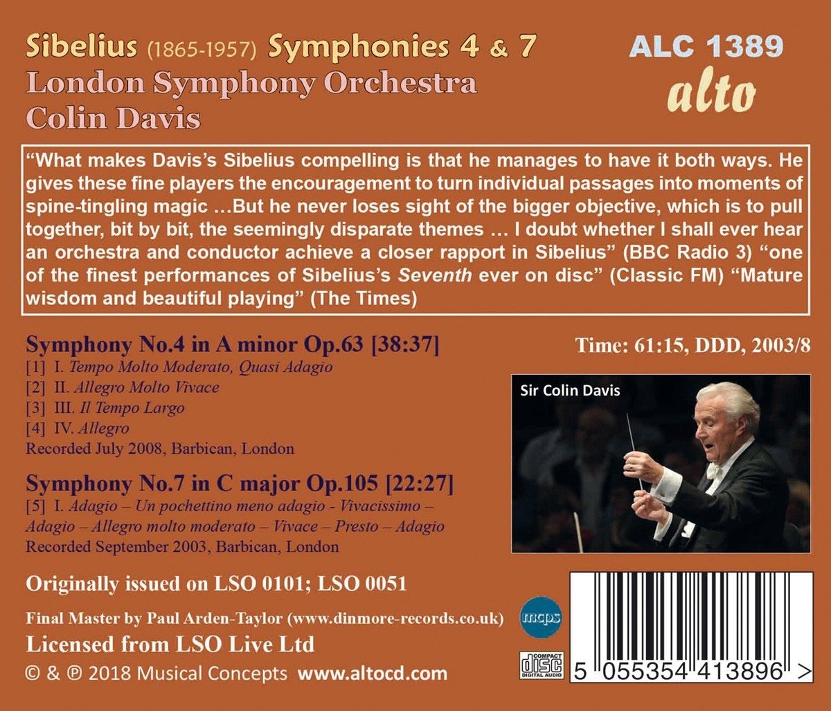 Colin Davis 시벨리우스: 교향곡 4번, 7번 (Sibelius: Symphonies Nos. 4 & 7)