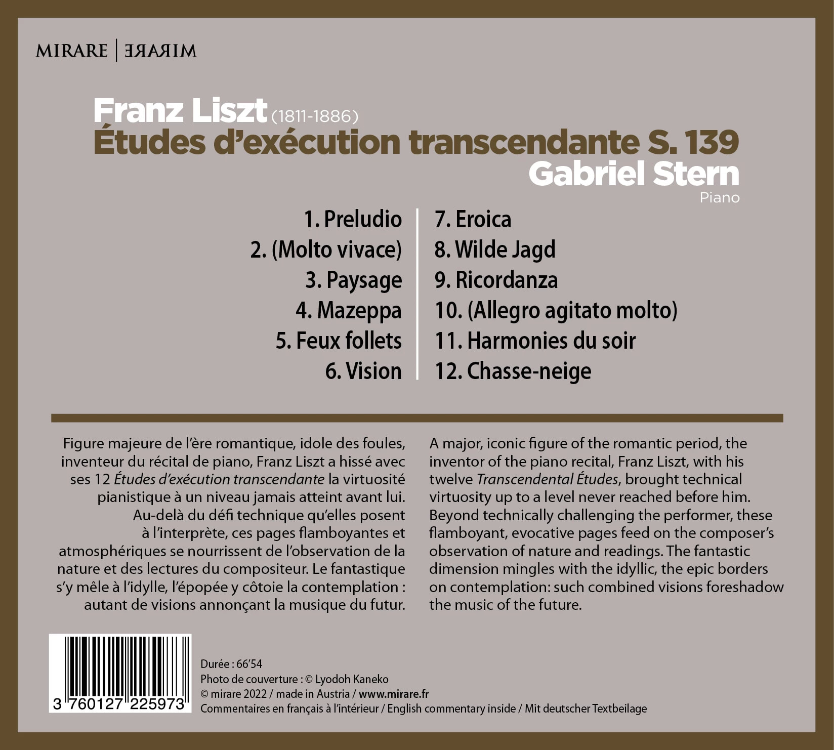 Gabriel Stern 리스트: 초절기교 연습곡 (Liszt: Etudes d’Execution Transcendante S.139)