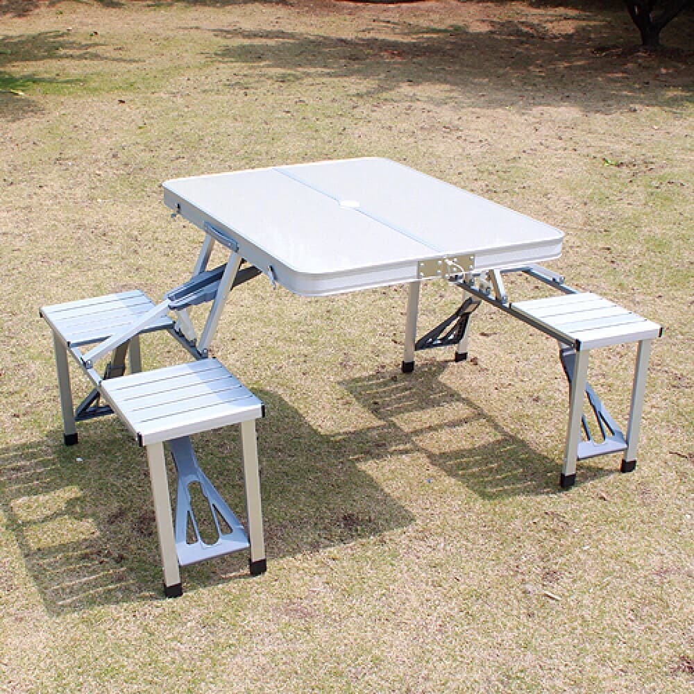 4인용 의자 일체형 접이식 캠핑테이블 파라솔테이블