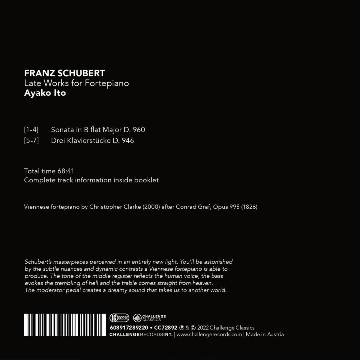 Ayako Ito 슈베르트: 피아노 소나타, 세 개의 건반 소품 (Schubert: Piano Sonata D960, Drei Klavierstucke D946) 