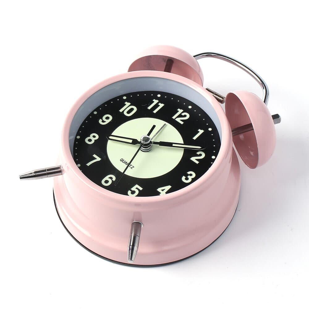 무소음 축광 야광 해머벨 탁상시계(핑크)인테리어시계