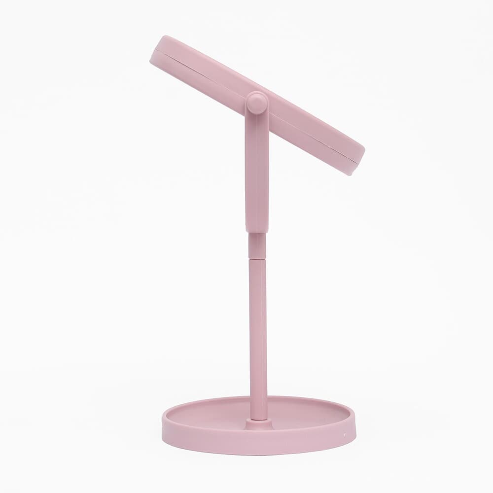 엘리 터치 LED 조명 거울 스탠드 탁상 원형거울 핑크