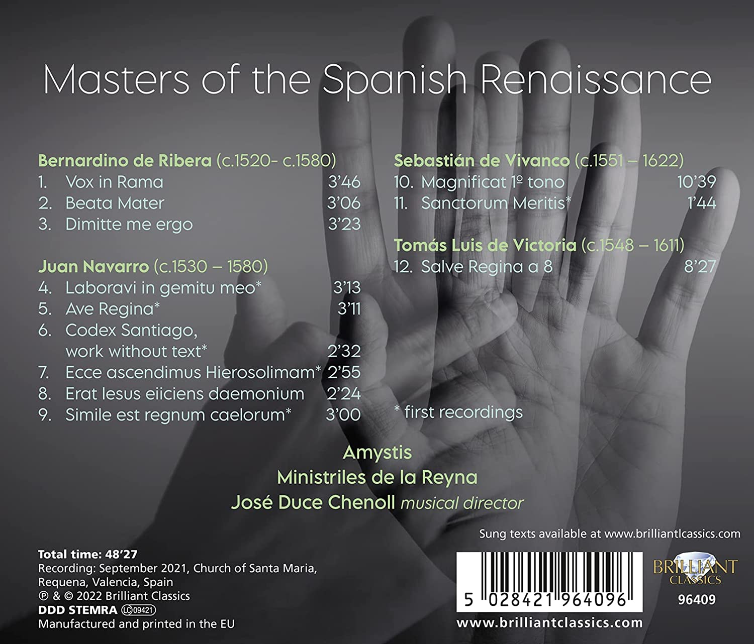 Amystis 스페인 르네상스의 명인들 - 리베라 / 나바로 / 비반코 / 빅토리아 (De Ribera / Navarro: Masters of Spanish Renaissance)