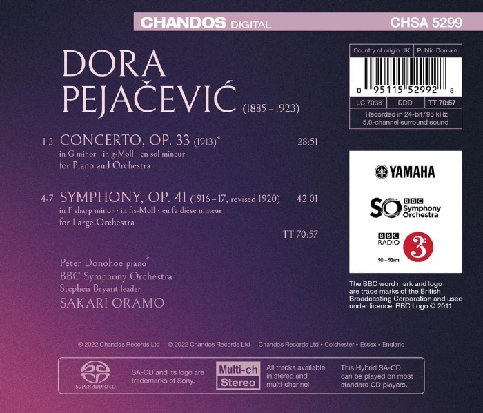 Peter Donohoe 도라 페야체비치: 피아노 협주곡 , 교향곡 (Dora Pejacevic: Piano Concerto, Symphony)