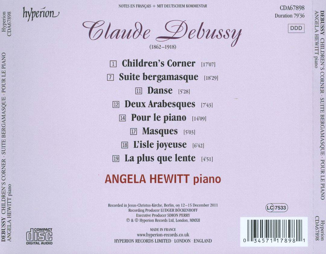 Angela Hewitt 드뷔시: 피아노 독주집 - 안젤라 휴이트 (Debussy: Solo Piano Music)