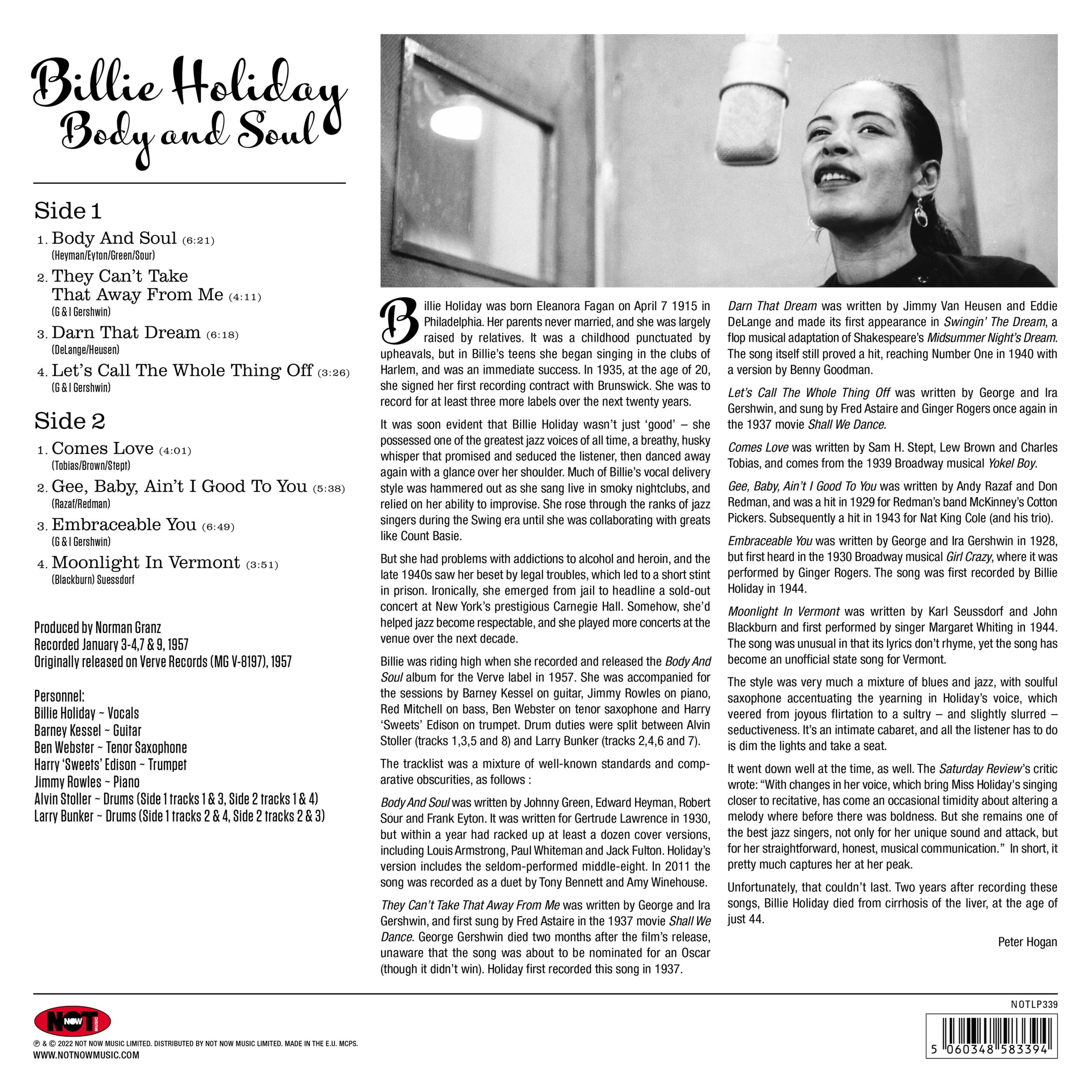 Billie Holiday (빌리 홀리데이) - Body and Soul [레드 컬러 LP]