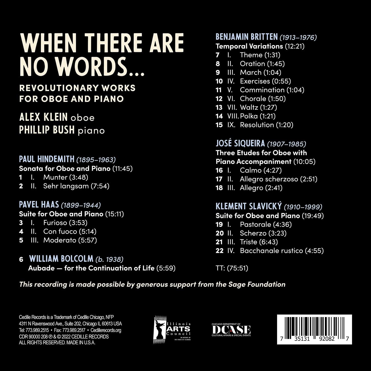 Alex Klein / Phillip Bush 오보에와 피아노를 위한 20세기 작품들 (When There Are No Words) 