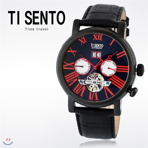 [백화점 AS가능] 티센토 TI SENTO 가죽 시계 TS50021BKB_DATE