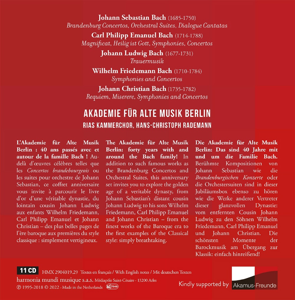 베를린 고음악 아카데미가 연주하는 바흐 일가의 작품 모음집 (Akademie fur Alte Musik Berlin - The Bach Dynasty)