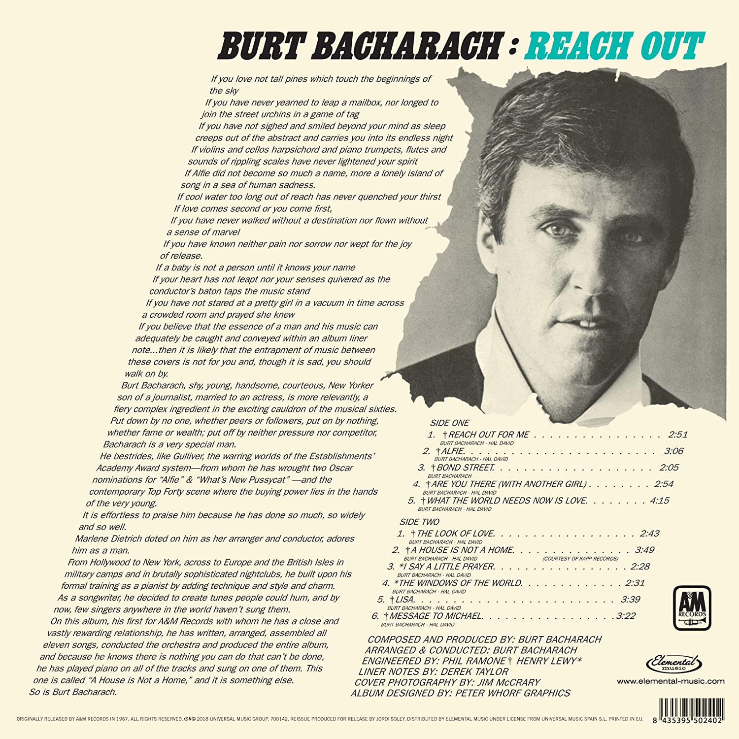 Burt Bacharach (버트 바카락) - Reach Out [LP] 