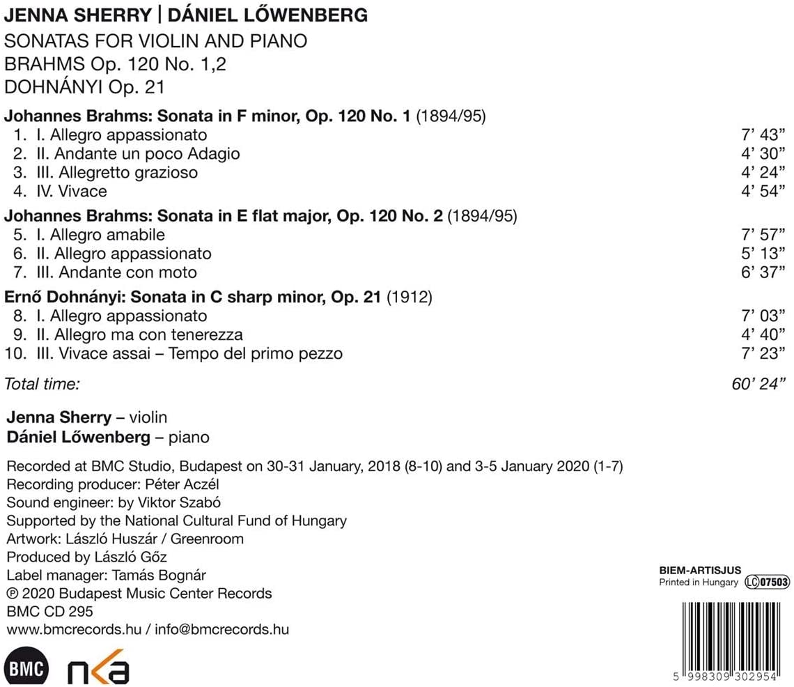 Jenna Shelley / Daniel Lowenberg 브람스: 소나타 / 도흐나니: 바이올린 소나타 (Brahms/Dohnanyi: Sonaten Fur Violine & Piano)