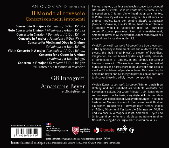 Amandine Beyer 비발디: 다중 악기를 위한 협주곡 (Vivaldi:"Il Mondo al rovesci" Concerti con molti stromenti)