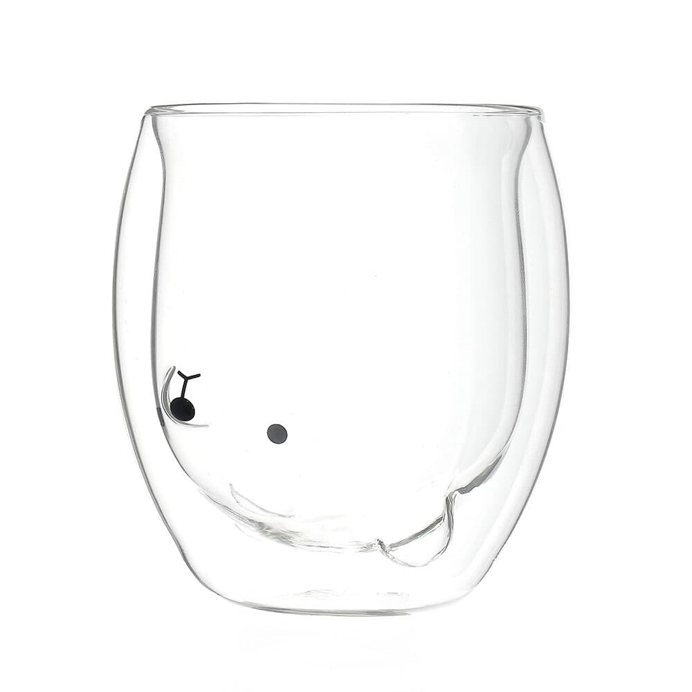 [로하티] 행복카페 이중 유리컵 거꾸로 곰돌이 동물컵