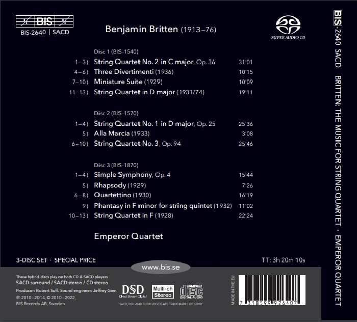 Emperor Quartet 브리튼: 현악 사중주 작품 전곡 (Britten: The Music for String Quartet)
