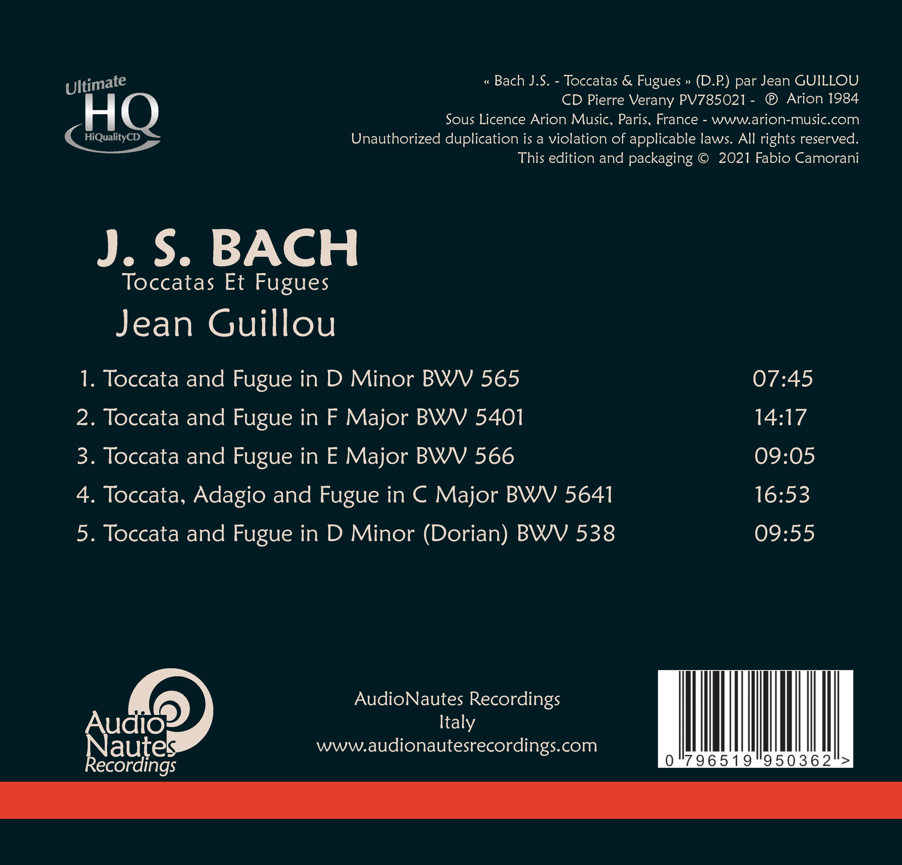 Jean Guillou 바흐: 토카타와 푸가 (Bach: Toccatas Et Fuges) 