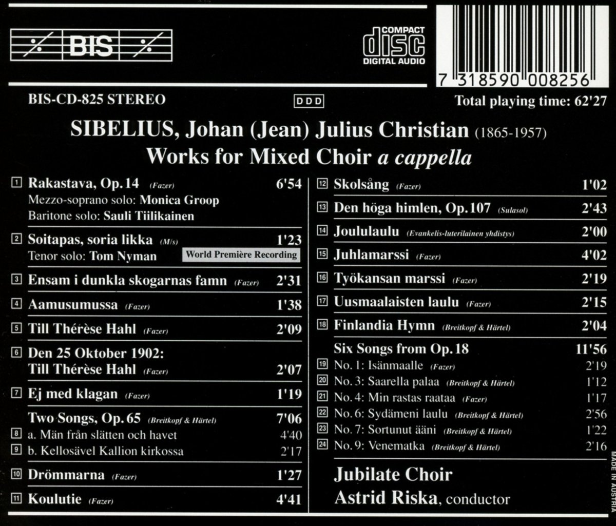 Astrid Riska 시벨리우스: 무반주 혼성 합창곡 (Sibelius: Works For Mixed Choir A Cappella)