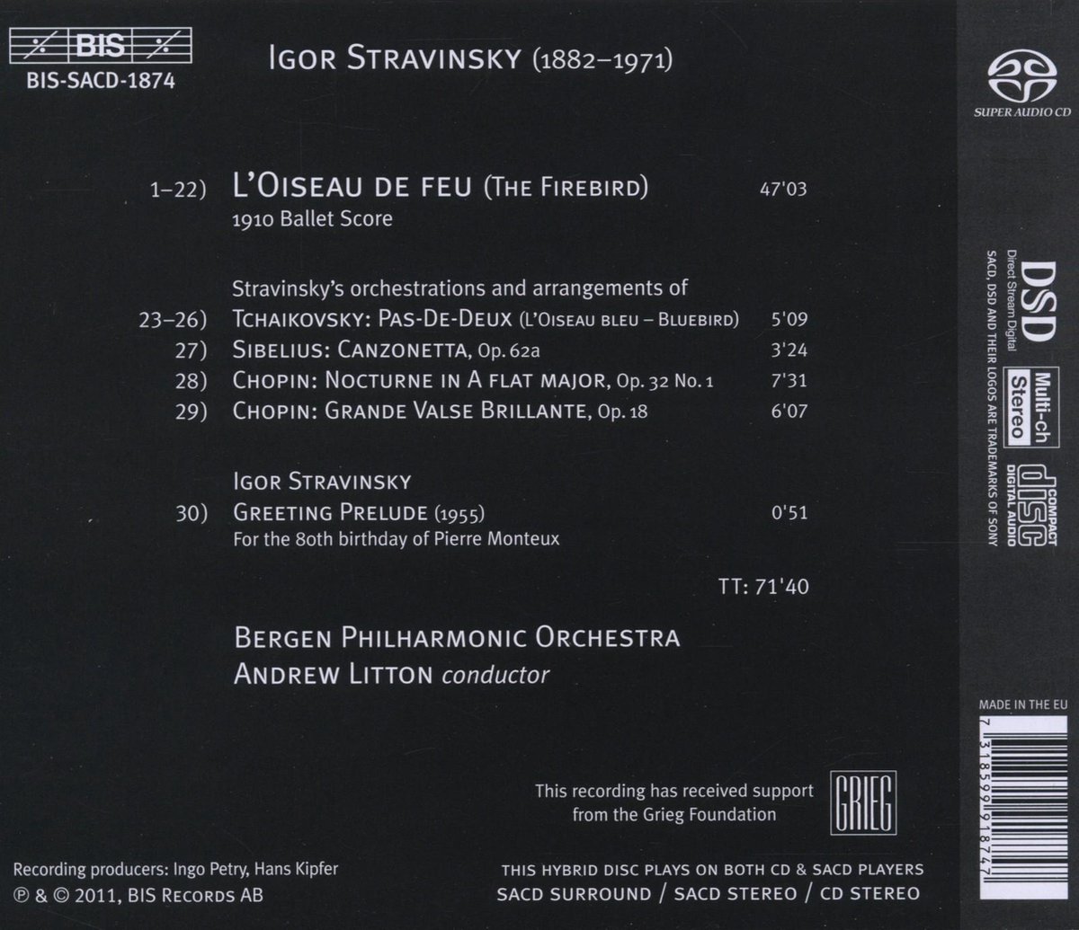 Andrew Litton 스트라빈스키: 불새 전곡, 인사 전주곡 (Stravinsky: L'Oiseau De Feu (Version 1910) & Arrangements)