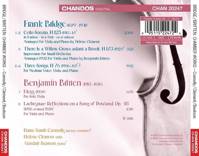 Helene Clement 브릿지: 첼로 소나타 [비올라 연주 버전] / 브리튼: 라크리메, 엘레지 (Bridge: Cello Sonata / Britten: Lachrymae, Elegy)