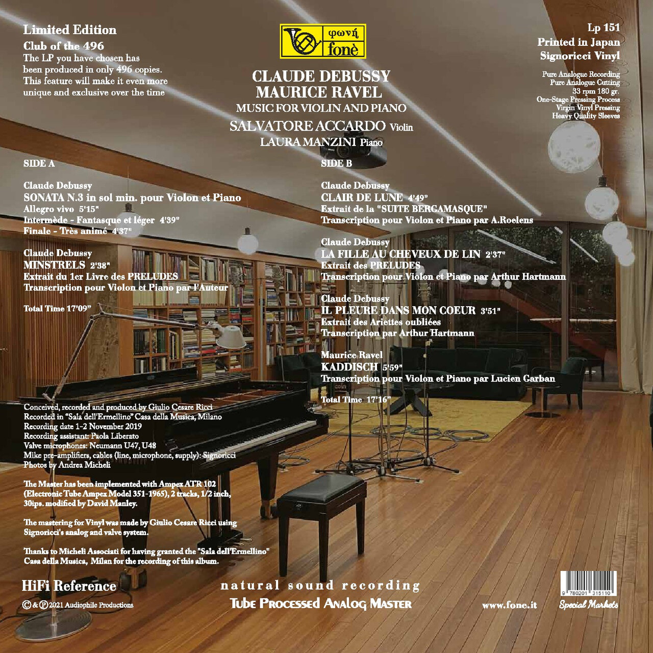 Salvatore Accardo 드뷔시 / 라벨: 바이올린과 피아노를 위한 음악 - 살바토레 아카르도 [투명 컬러 LP]