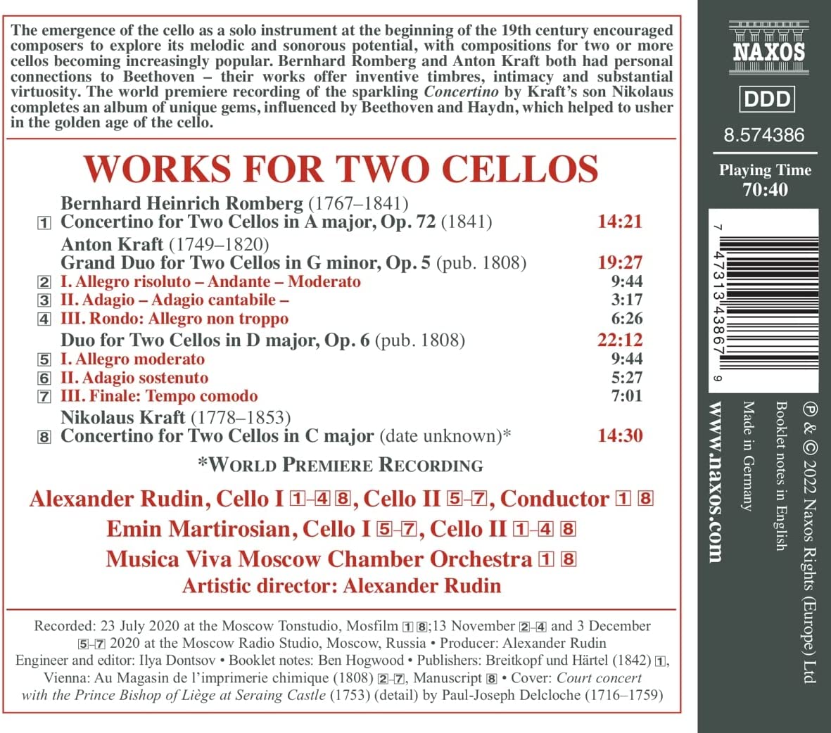 2대의 첼로를 위한 작품집 - 안톤 크라프트 / 니콜라우스 크라프트 / 롬베르그 (Works For Two Cellos)