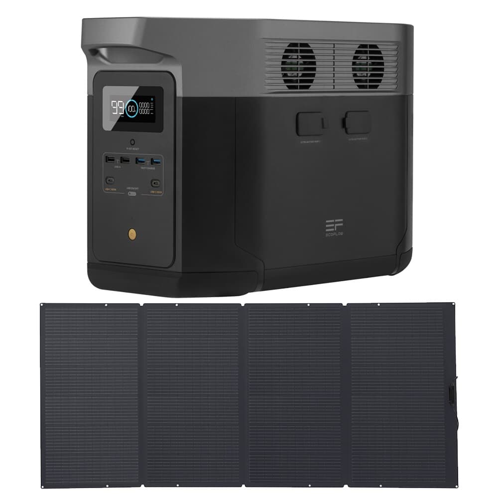 에코플로우 델타 맥스 2000 + 400W 태양광패널 1개 세트 캠핑용 파워뱅크 (2016Wh 2400W 220V)