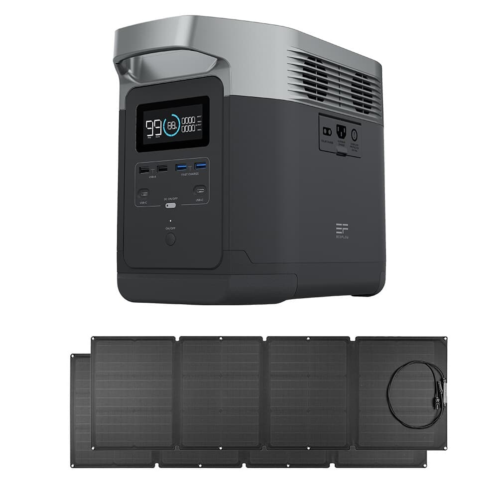 에코플로우 델타1300 + 160W 태양광패널 2개 세트 캠핑용 파워뱅크 (1260Wh 1800W 220V)