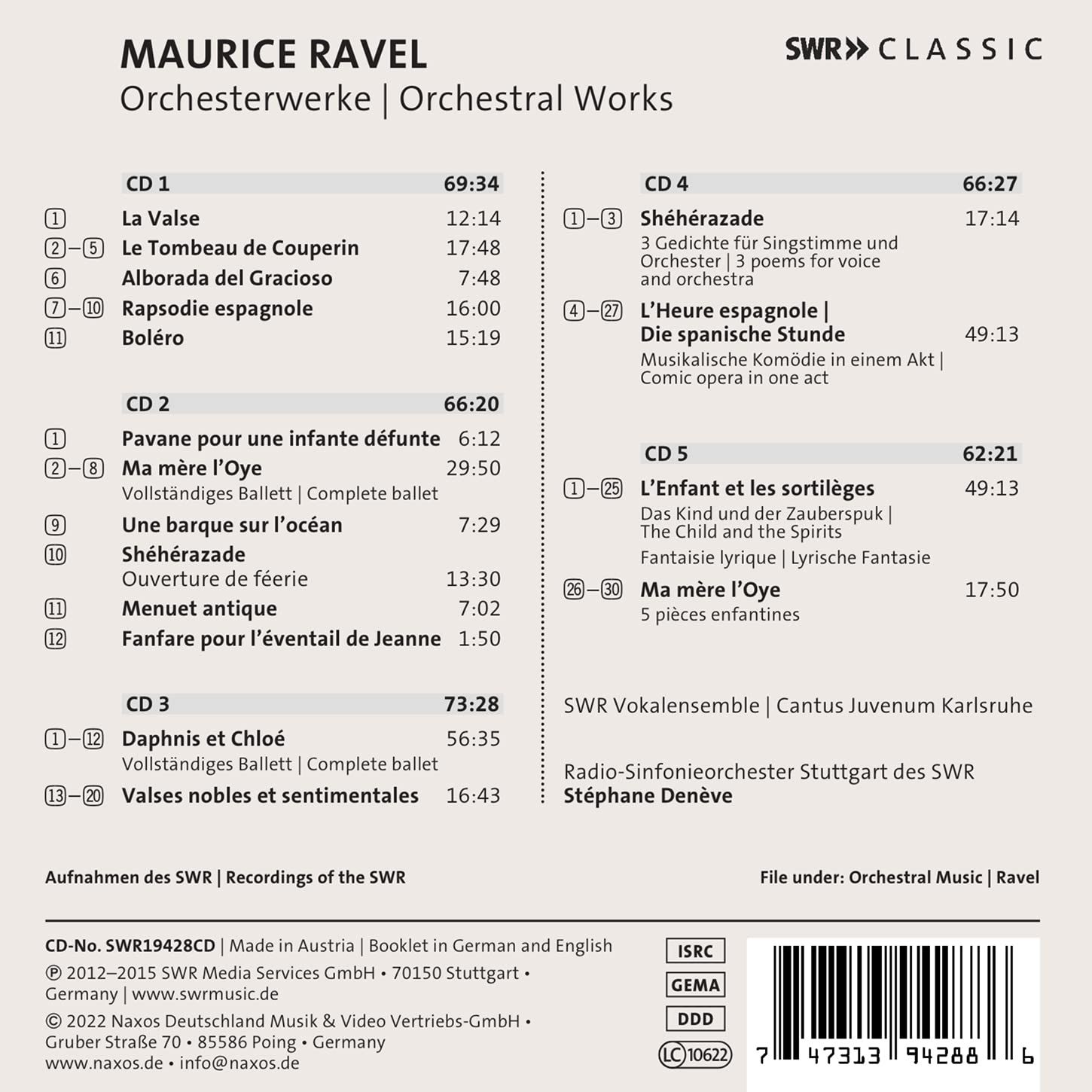 Stephane Deneve 라벨: 관현악 작품집 (Ravel: Orchestral Works) 