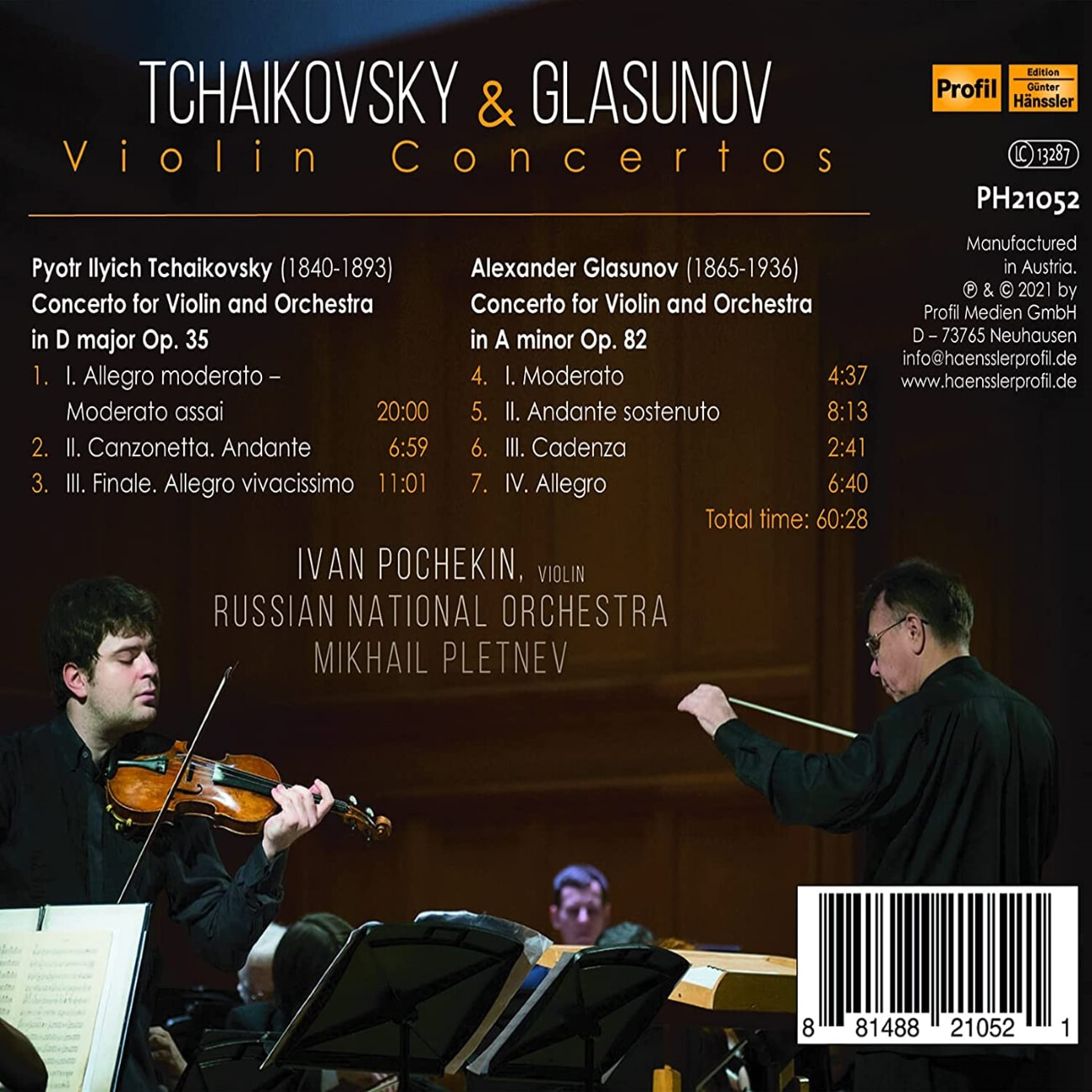 Ivan Pochekin 차이코프스키 / 글라주노프: 바이올린 협주곡 (Tchaikovsky / Glazunov: Violin Concertos)