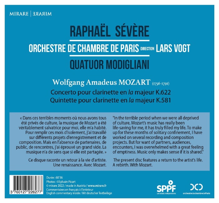 Raphael Severe 모차르트: 클라리넷 협주곡 K.622, 클라리넷 5중주 K.581 (Mozart: Clarinet Works)