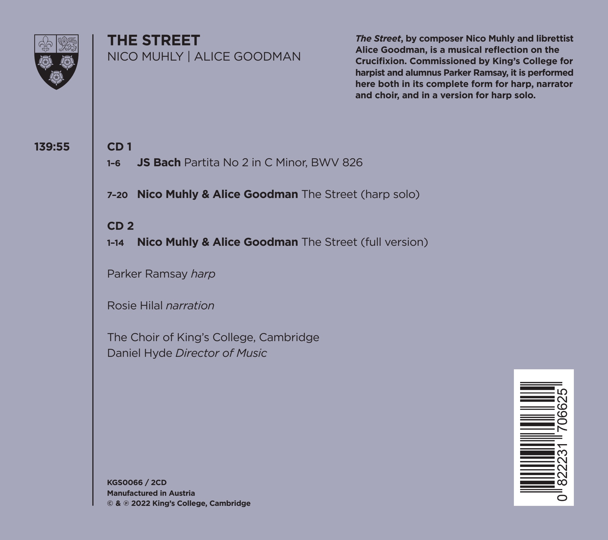 Parker Ramsay 니코 멀리 / 앨리스 굿맨: 더 스트리트 (Nico Muhly / Alice Goodman: The Street) 