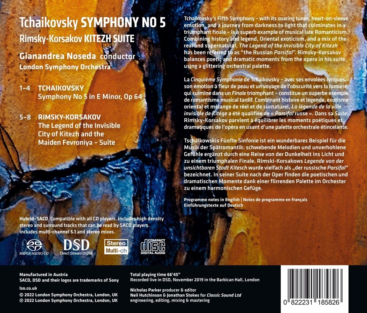 Gianandrea Noseda 차이코프스키: 교향곡 5번 외 (Tchaikovsky: Symphony No. 5 / Rimsky-Korsakov: Kitezh Suite)