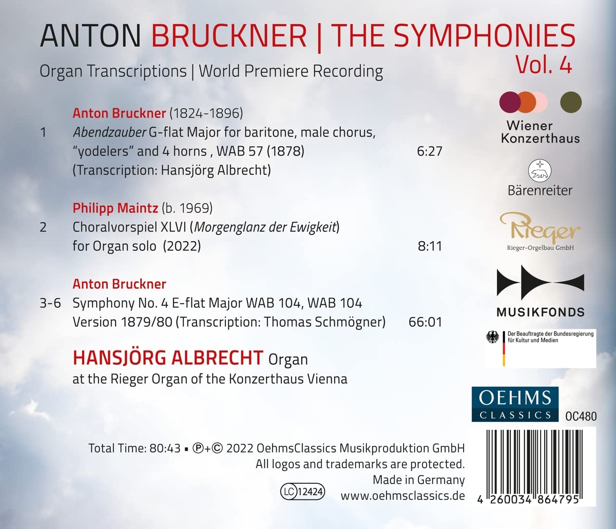 Hansjorg Albrecht 브루크너: 오르간 편곡에 의한 교향곡 전집 Vol. 4  (Bruckner Project: The Symphonies, Vol. 4)