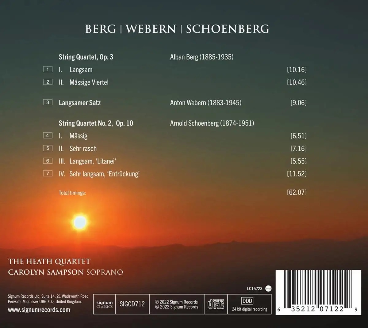 Heath Quartet 베르크: 현악 사중주 / 베베른: 느린악장 / 쇤베르그: 현악 사중주 2번 (Berg: String Quartet / Webern: Langsamer Satz / Schoenberg: String Quartet No. 2)