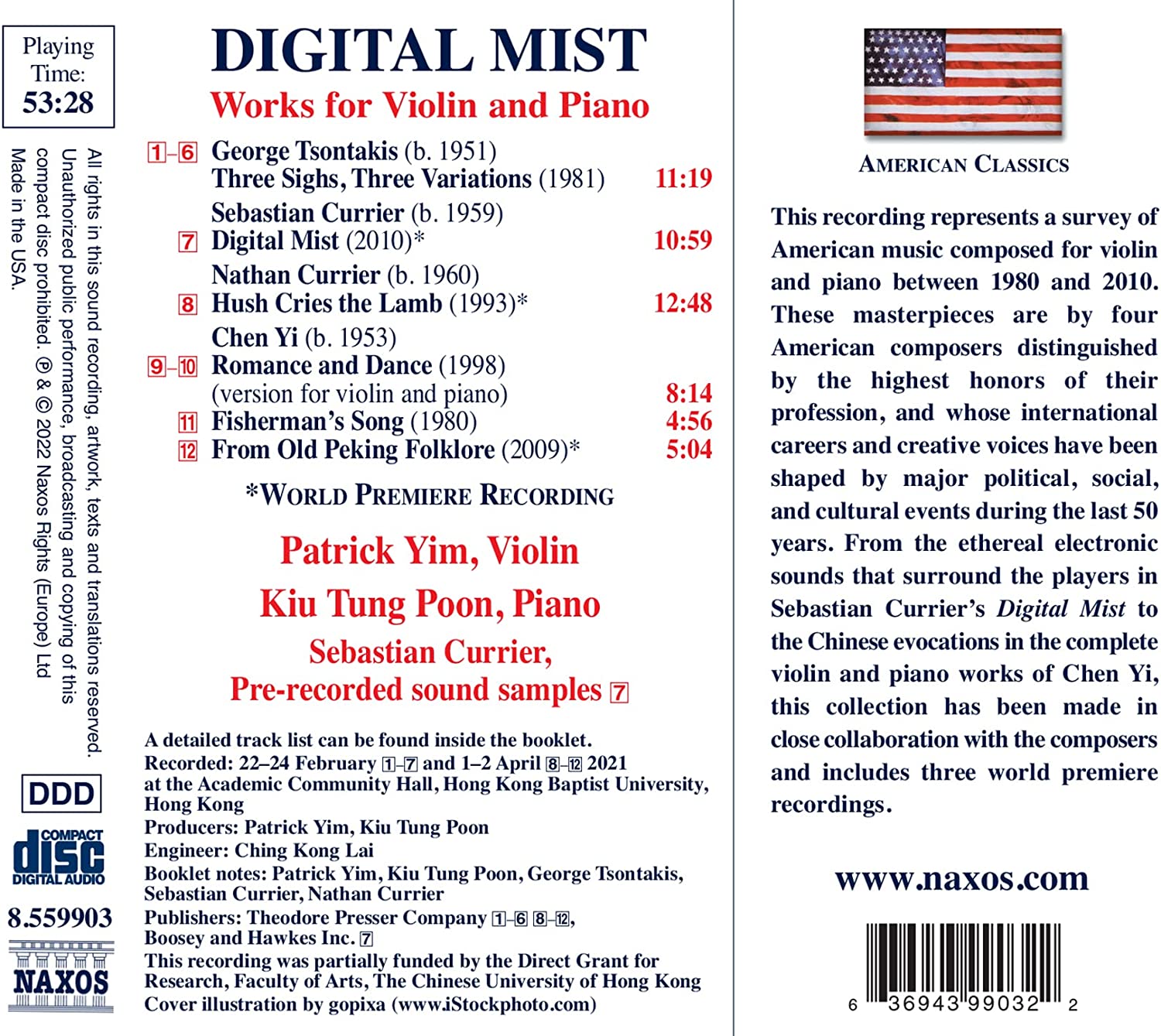 현대 미국 작곡가들의 바이올린과 피아노를 위한 작품집 (Digital Mist - Works For Violin And Piano)