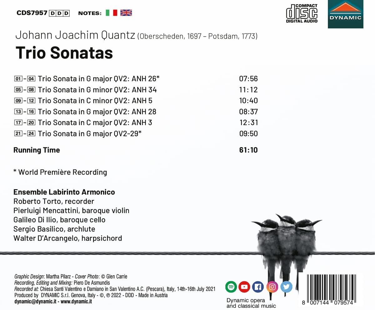 Ensemble Labirinto Armonico 크반츠: 여섯 개의 트리오 소나타 (Johann Joachim Quantz: Trio Sonatas)