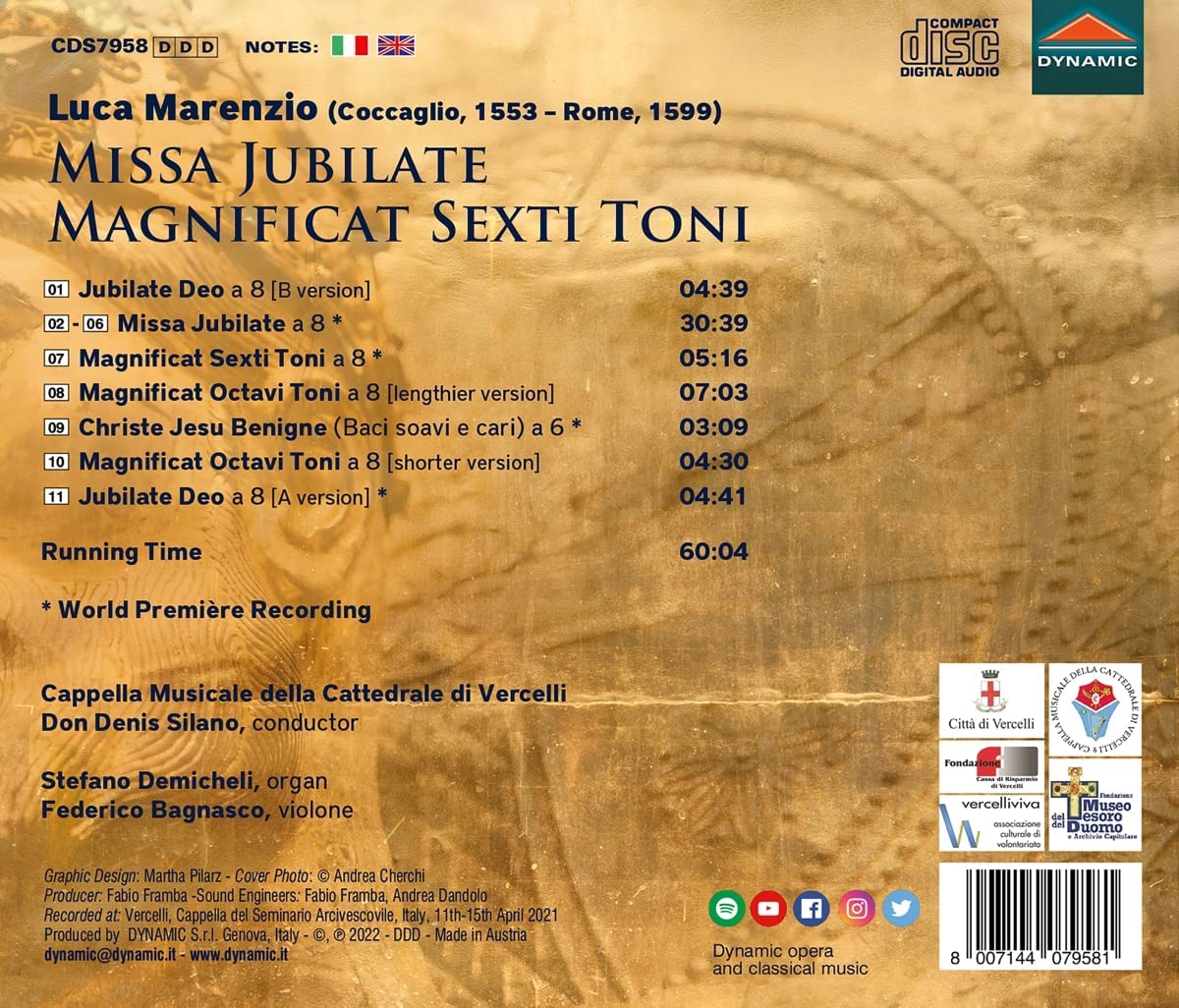 Don Denis Silano 마렌치오: 미사 유빌라테, 마니피카트 외 (Luca Marenzio: Missa Jubilate, Magnificat Sexti Toni)
