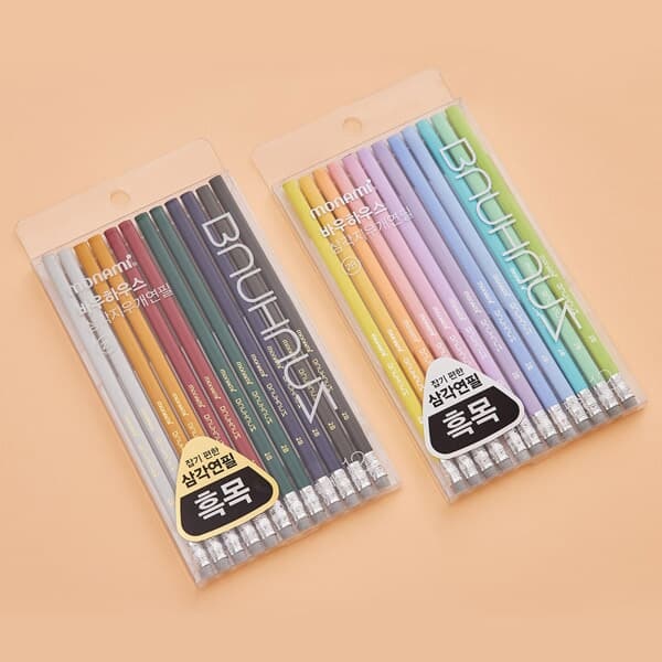 모나미 바우하우스 연필 세트 - 파스텔 삼각 연필 (HB/B/2B)