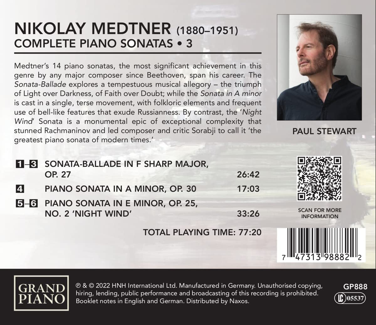 Paul Stewart 메트네르: 피아노 소나타 전곡 3집 (Nikolay Medtner: Complete Piano Sonatas Vol. 3)