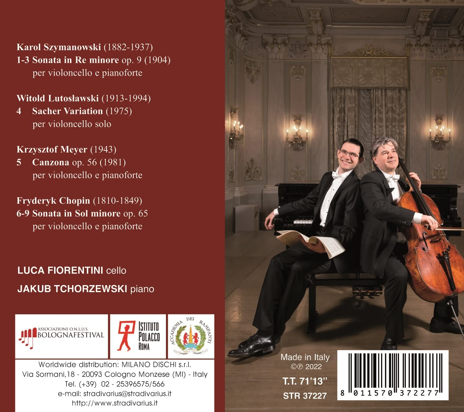 Luca Fiorentini 폴란드 작곡가들의 첼로 음악 - 쇼팽 / 시마노프스키 / 루토스와프스키 /마이어 (Works for Cello & Piano Live at  Bologna)