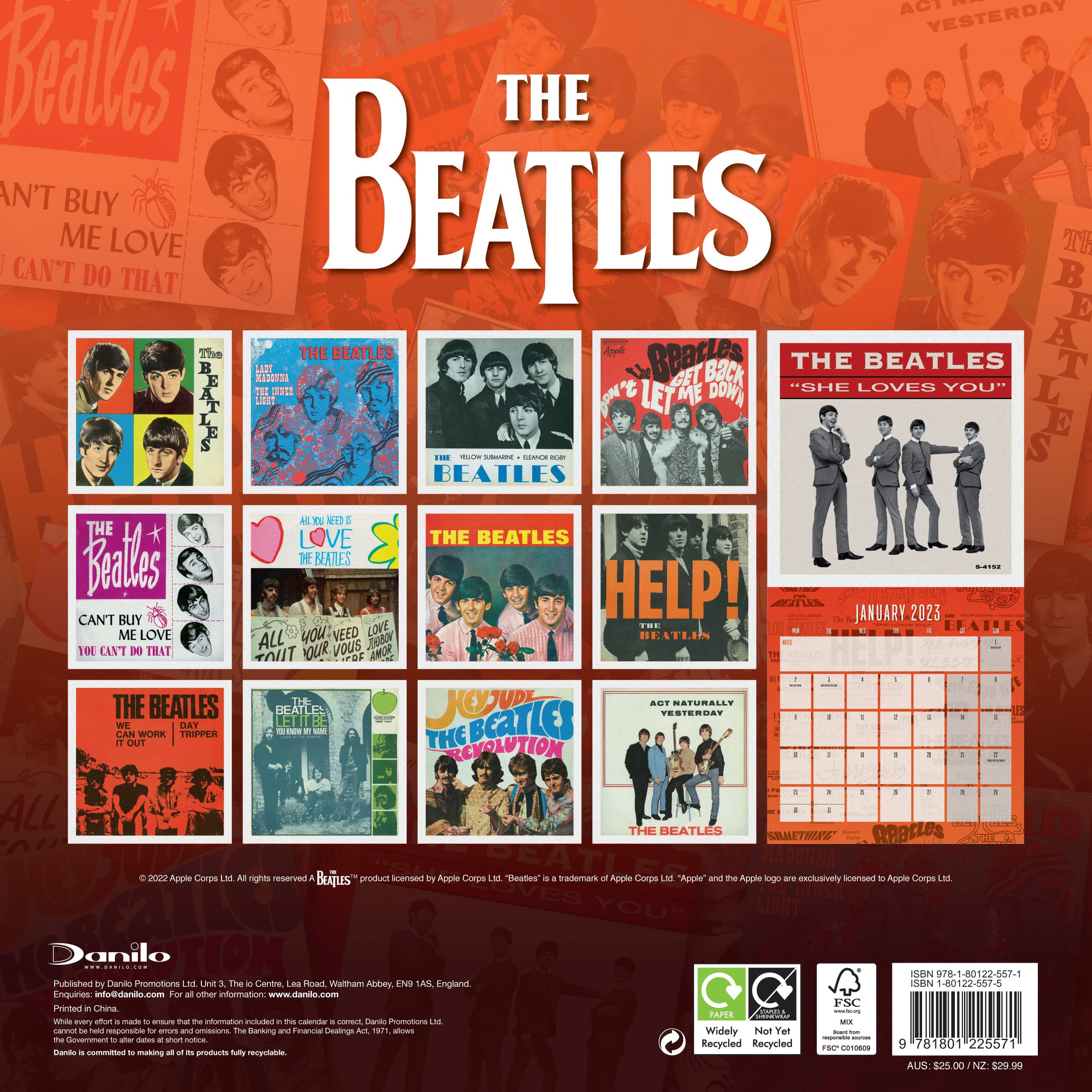 비틀즈 - 2023년 벽걸이 캘린더 (Official The Beatles 2023 Calendar) 