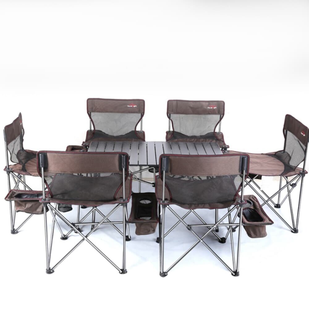 캠핑용 접이식 6인 테이블 의자세트(등받이메쉬)