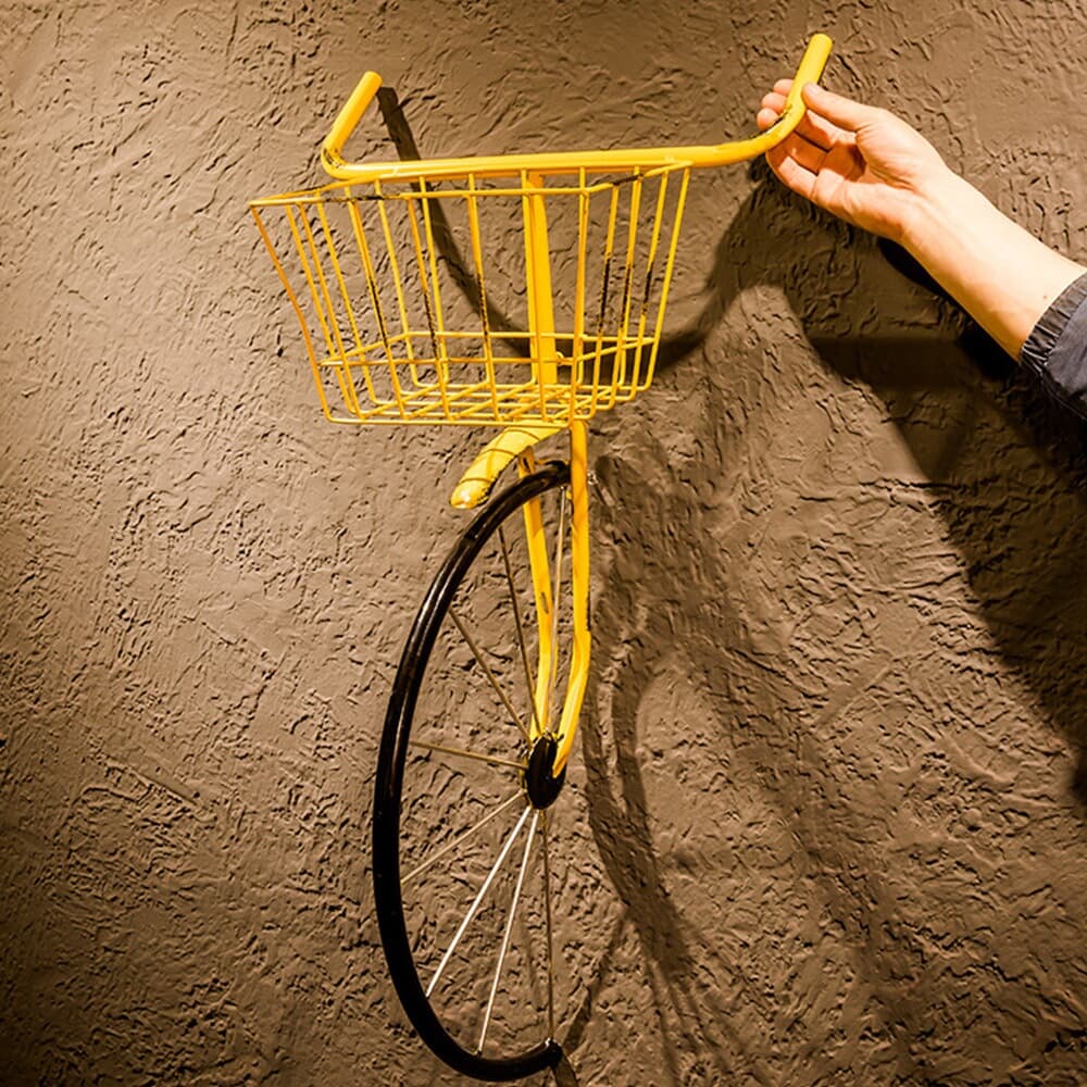 자전거 모형 벽걸이 화분 바구니(옐로우) 선반 진열