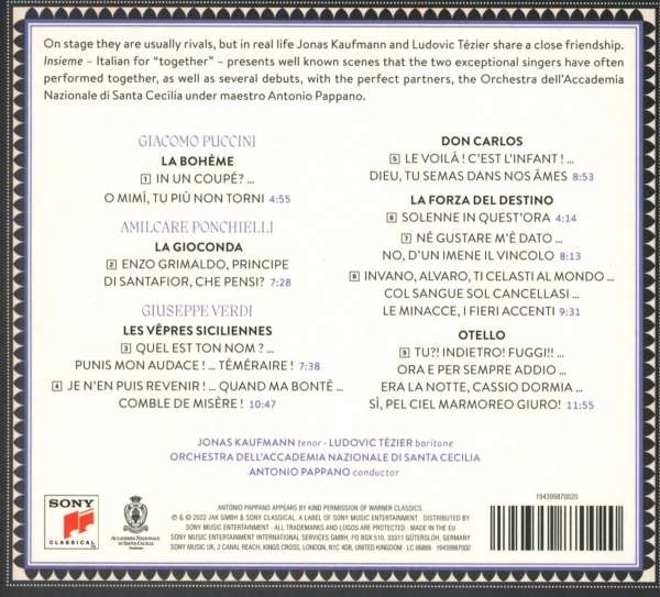 Jonas Kaufmann / Ludovic Tezier 요나스 카우프만, 루도빅 테지에의 오페라 듀엣 모음집 (Insieme - Opera Duets)