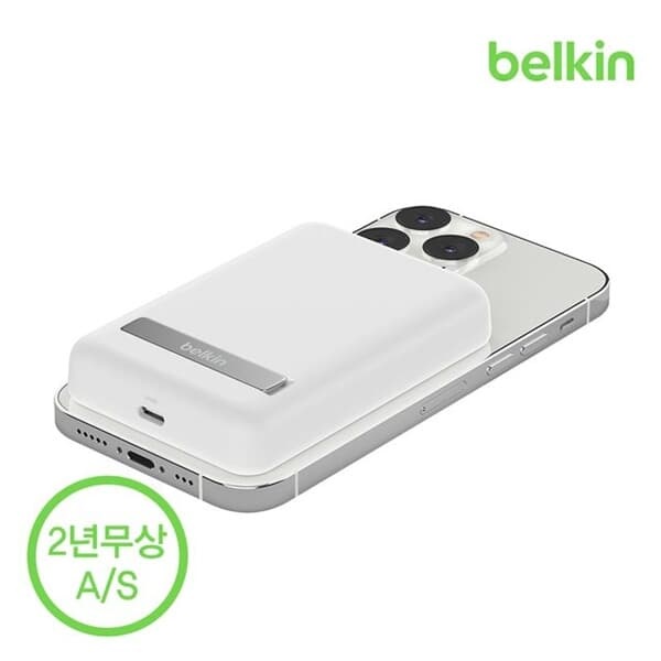 벨킨 5000mAh 맥세이프 마그네틱 무선 충전 보조배터리 + 스탠드 BPD004bt 배터리팩 아이폰14 13 12 시리즈 호환