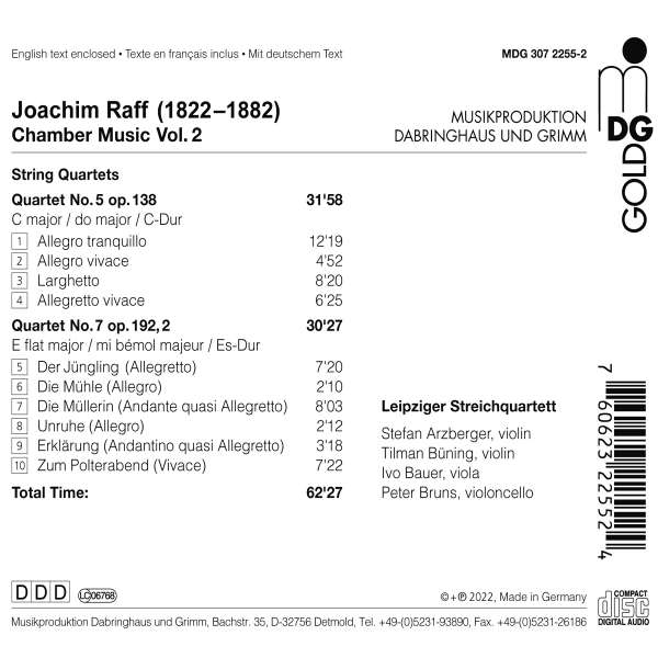 Leipzig String Quartet 라프: 현악 사중주, ‘아름다운 물방앗간 아가' (Joachim Raff: String Quartets No. 5 Op. 13, No. 7 Op. 192,2)