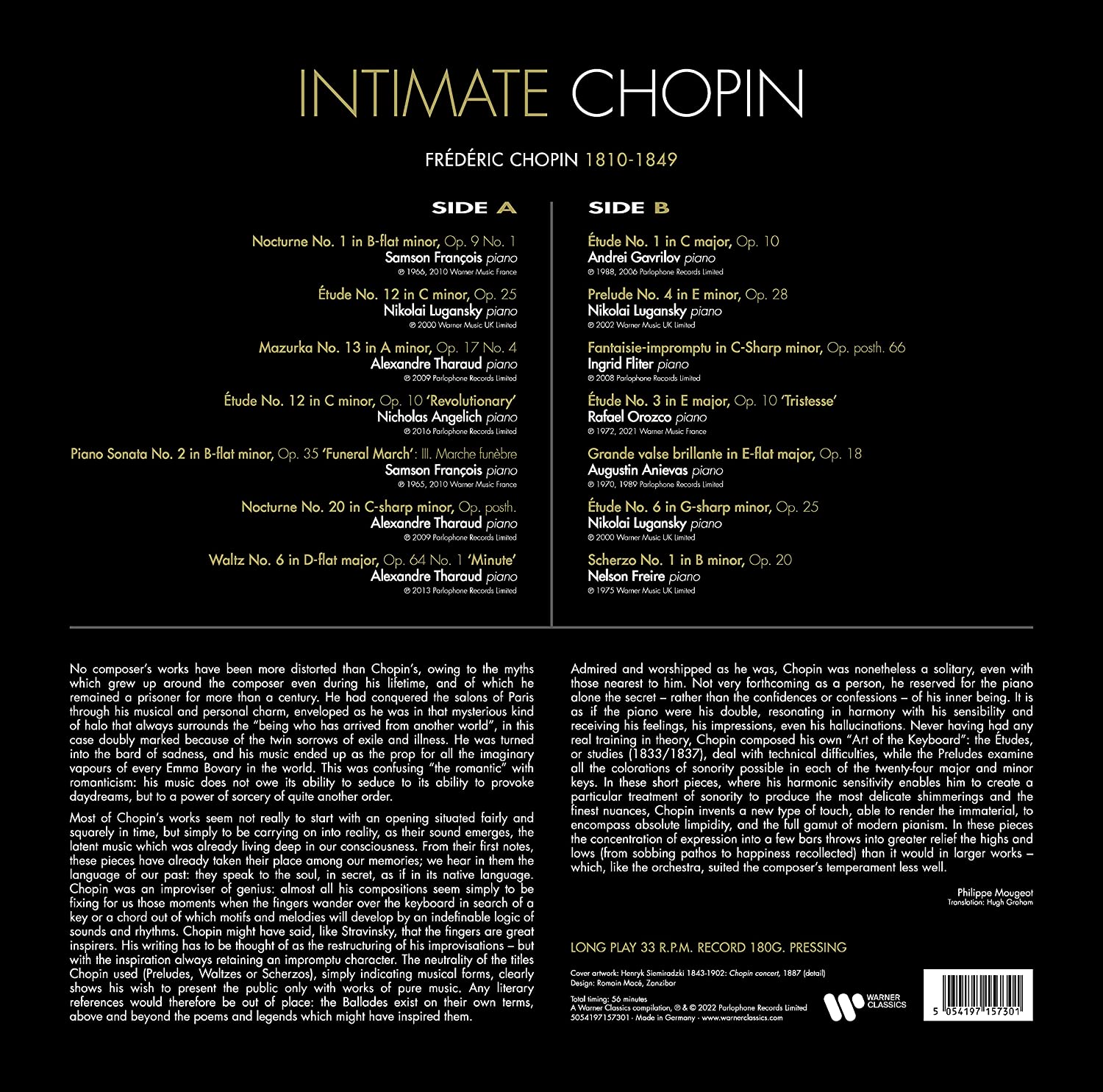 워너 클래식스 레이블 쇼팽 피아노 명연주집 (Intimate Chopin) [LP]