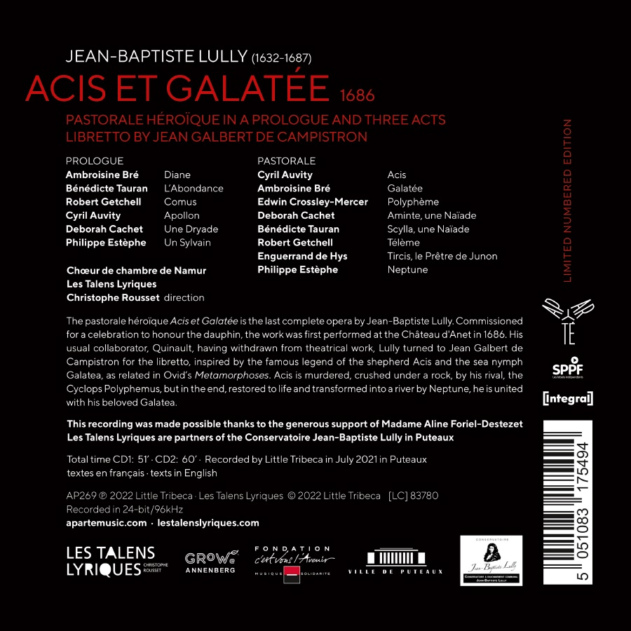 Christophe Rousset 륄리: 오페라 '아시스와 갈라테아' (Lully: Acis Et Galatee)